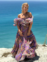Load image into Gallery viewer, FLAMENCO TOP LONG/ blue orchid print