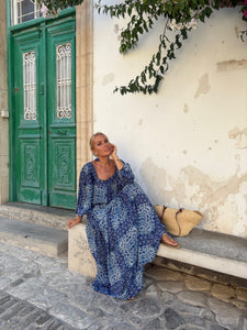 CARO MAXI DRESS/ navy blue floral print