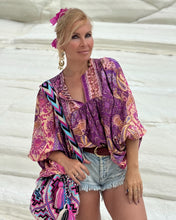 Load image into Gallery viewer, THALASSA BLOUSE WITH XL SLEEVES/ amethyst purple oriental print