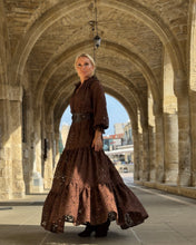 Load image into Gallery viewer, YASMINE MAXI DRESS/ chocolate brown bold lace