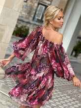 Load image into Gallery viewer, AURA SHORT DRESS/ red and pink floral chiffon