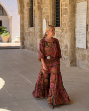 Load image into Gallery viewer, GYPSETTE MAXI SKIRT / tourmaline print+ golden thread