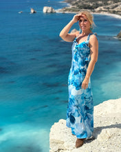 Load image into Gallery viewer, SLIP MAXI DRESS/ light blue xl flowers