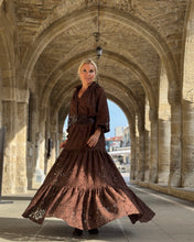 Load image into Gallery viewer, YASMINE MAXI DRESS/ chocolate brown bold lace