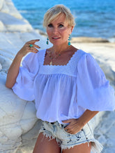 Load image into Gallery viewer, CARO BLOUSE / white cotton voile with cotton lace