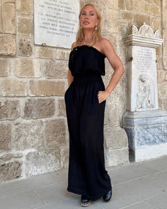 LUNA JUMPSUIT/ black cotton voile