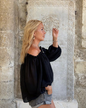 Load image into Gallery viewer, CARMEN BLOUSE/ black cotton voile