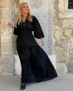 BOHOSOUL MAXI DRESS / black cotton voile