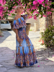 BAGGY MAXI DRESS/ cobalt oriental print