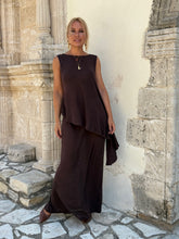 Load image into Gallery viewer, 4 SLIM MAXI SKIRT/ chocolate brown linen jersey