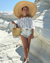 Load image into Gallery viewer, CARMEN BLOUSE / cream white embroidered cotton