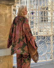 Load image into Gallery viewer, KIMONO BLOUSE / tourmaline print with golden thread