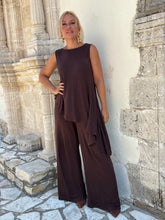 Load image into Gallery viewer, 2 TOP / asymetrical , chocolate brown linen jersey