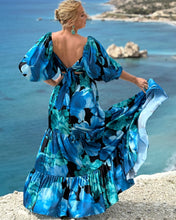 Load image into Gallery viewer, BONITA MAXI DRESS / dark turquoise xl flowers