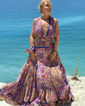 Load image into Gallery viewer, GODDESS MAXI DRESS/ blue orchid oriental print