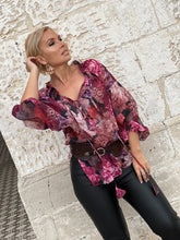 Load image into Gallery viewer, YASMINE BLOUSE / red and pink floral chiffon