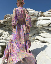 Load image into Gallery viewer, HIPPIE MAXI DRESS with 6 mtrs skirt/ pastel oriental print
