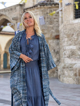 Load image into Gallery viewer, TWEED COAT / denim blue melange silk