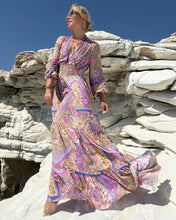 Load image into Gallery viewer, HIPPIE MAXI DRESS with 6 mtrs skirt/ pastel oriental print