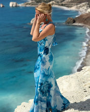 Load image into Gallery viewer, SLIP MAXI DRESS/ light blue xl flowers
