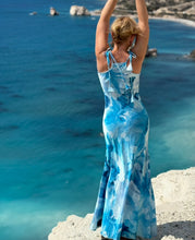 Load image into Gallery viewer, SLIP MAXI DRESS/ light blue xl flowers