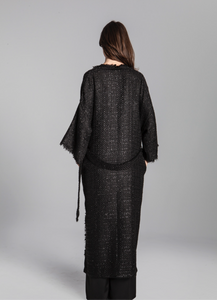 TWEED KIMONO COAT/ sparkling black