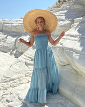 Load image into Gallery viewer, LA ISLA MAXI DRESS/ sky blue cotton voile