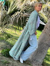 Load image into Gallery viewer, TWEED COAT/ turquoise+grey+beige tweed