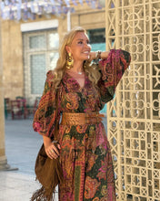 Load image into Gallery viewer, THALASSA MAXI DRESS/ tourmaline print with golden thread