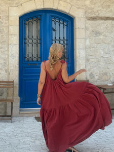 BAGGY DRESS/ red wine cotton