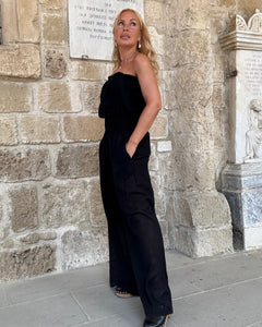 LUNA JUMPSUIT/ black cotton voile