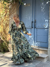 Load image into Gallery viewer, HIPPIE FLARE MAXI DRESS/ green paisley