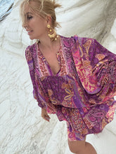 Load image into Gallery viewer, RUFFLE MINI SKIRT/ amethyst purple oriental print