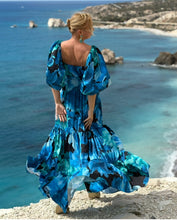 Load image into Gallery viewer, BONITA MAXI DRESS / dark turquoise xl flowers
