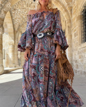 Load image into Gallery viewer, YASMINE MAXI DRESS/ burgundy, pink, turquoise paisley