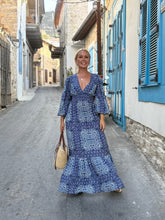 Load image into Gallery viewer, HIPPIE MAXI DRESS / navy blue floral print