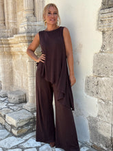 Load image into Gallery viewer, 3 TROUSERS / chocolate brown linen jersey