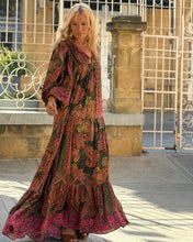 Load image into Gallery viewer, THALASSA MAXI DRESS/ tourmaline print with golden thread