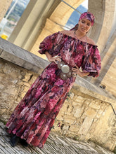 Load image into Gallery viewer, AURA  DRESS/ red and pink floral chiffon