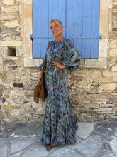 Load image into Gallery viewer, NOMAD MAXI DRESS/ brown and blue paisley