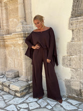 Load image into Gallery viewer, 3 TROUSERS / chocolate brown linen jersey