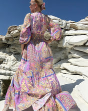 Load image into Gallery viewer, HIPPIE MAXI DRESS with 6 mtrs skirt/ pastel oriental print