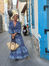 Load image into Gallery viewer, HIPPIE MAXI DRESS / navy blue floral print