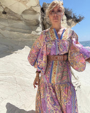 Load image into Gallery viewer, THALASSA MAXI DRESS/ pastel oriental print, lilac+ butter yellow