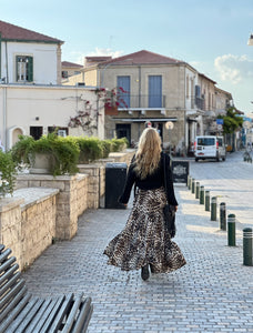 LA ISLA STRAPLESS MAXI DRESS/ beige leopard print