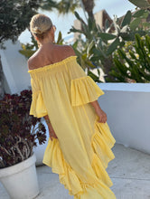 Load image into Gallery viewer, SUNRISE BEACH DRESS WITH SHORT FRONT/ sunny yellow cotton voile