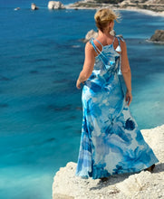 Load image into Gallery viewer, SLIP MAXI DRESS/ light blue xl flowers
