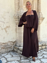 Load image into Gallery viewer, 8 KIMONO COAT / chocolate brown linen jersey