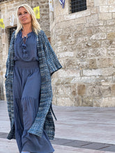 Load image into Gallery viewer, TWEED COAT / denim blue melange silk