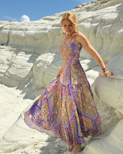 Load image into Gallery viewer, LA ISLA STRAPLESS DRESS/ oriental pastel print violet +butter yellow